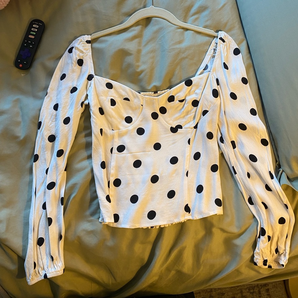 Reformation polka dot blouse